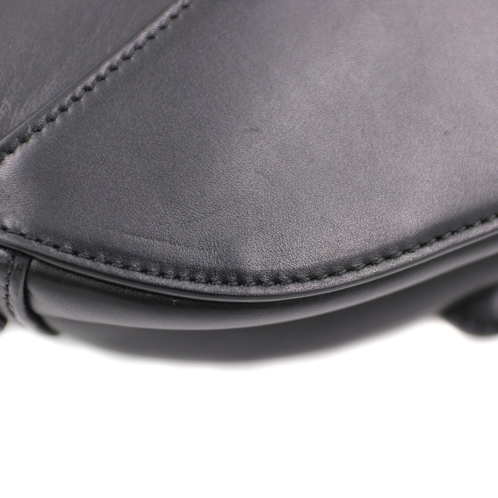 Christian Dior Saddle Bag Leather Shoulder Bag Black