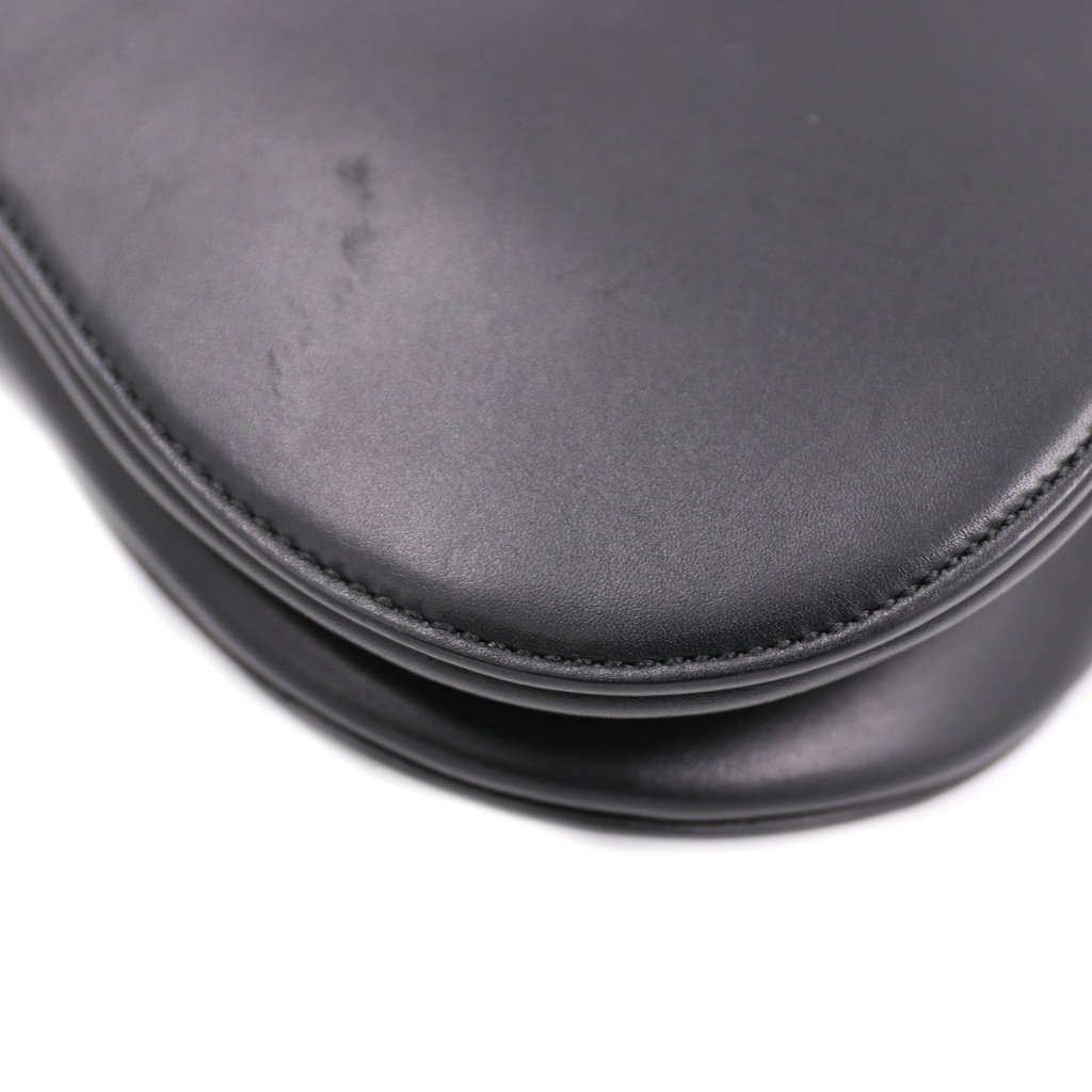 Christian Dior Saddle Bag Leather Shoulder Bag Black