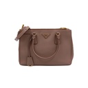 Prada Beige Saffiano Leather Lux Small Double Zip Tote Bag