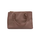 Prada Beige Saffiano Leather Lux Small Double Zip Tote Bag