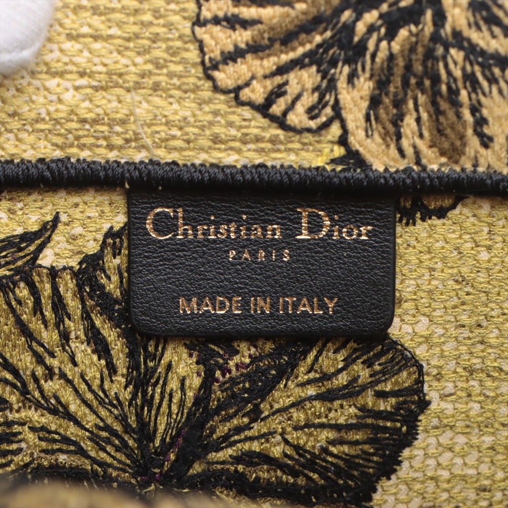 Christian Dior Embroidery Toile de Jouy Voyage Medium Book Tote Yellow