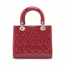 Christian Dior Lady Dior Cannage Patent Leather Medium Handbag Bordeaux