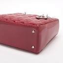 Christian Dior Lady Dior Cannage Patent Leather Medium Handbag Bordeaux