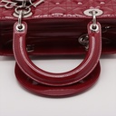 Christian Dior Lady Dior Cannage Patent Leather Medium Handbag Bordeaux