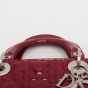 Christian Dior Lady Dior Cannage Patent Leather Medium Handbag Bordeaux