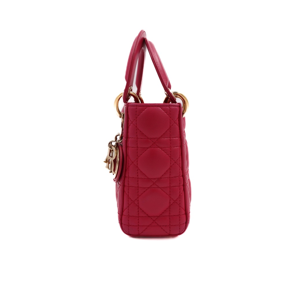 Christian Dior Lambskin Cannage Mini Lady Dior Fuchsia