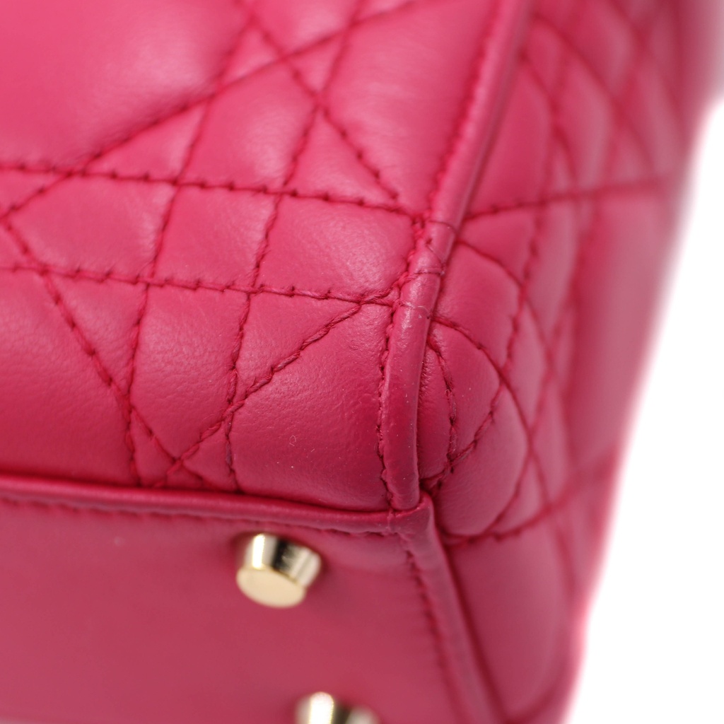 Christian Dior Lambskin Cannage Mini Lady Dior Fuchsia
