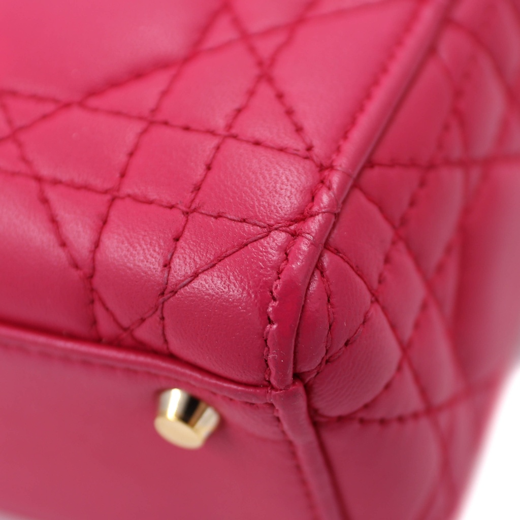 Christian Dior Lambskin Cannage Mini Lady Dior Fuchsia