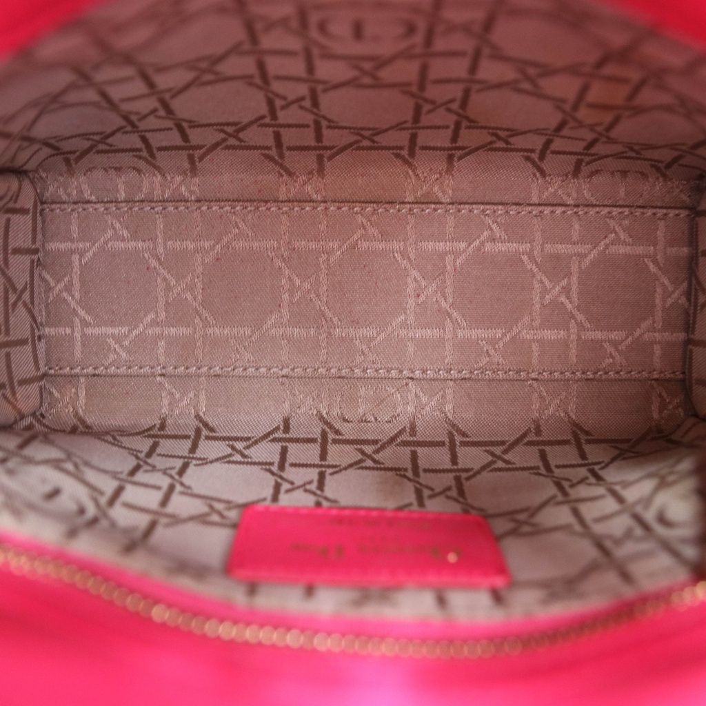 Christian Dior Lambskin Cannage Mini Lady Dior Fuchsia