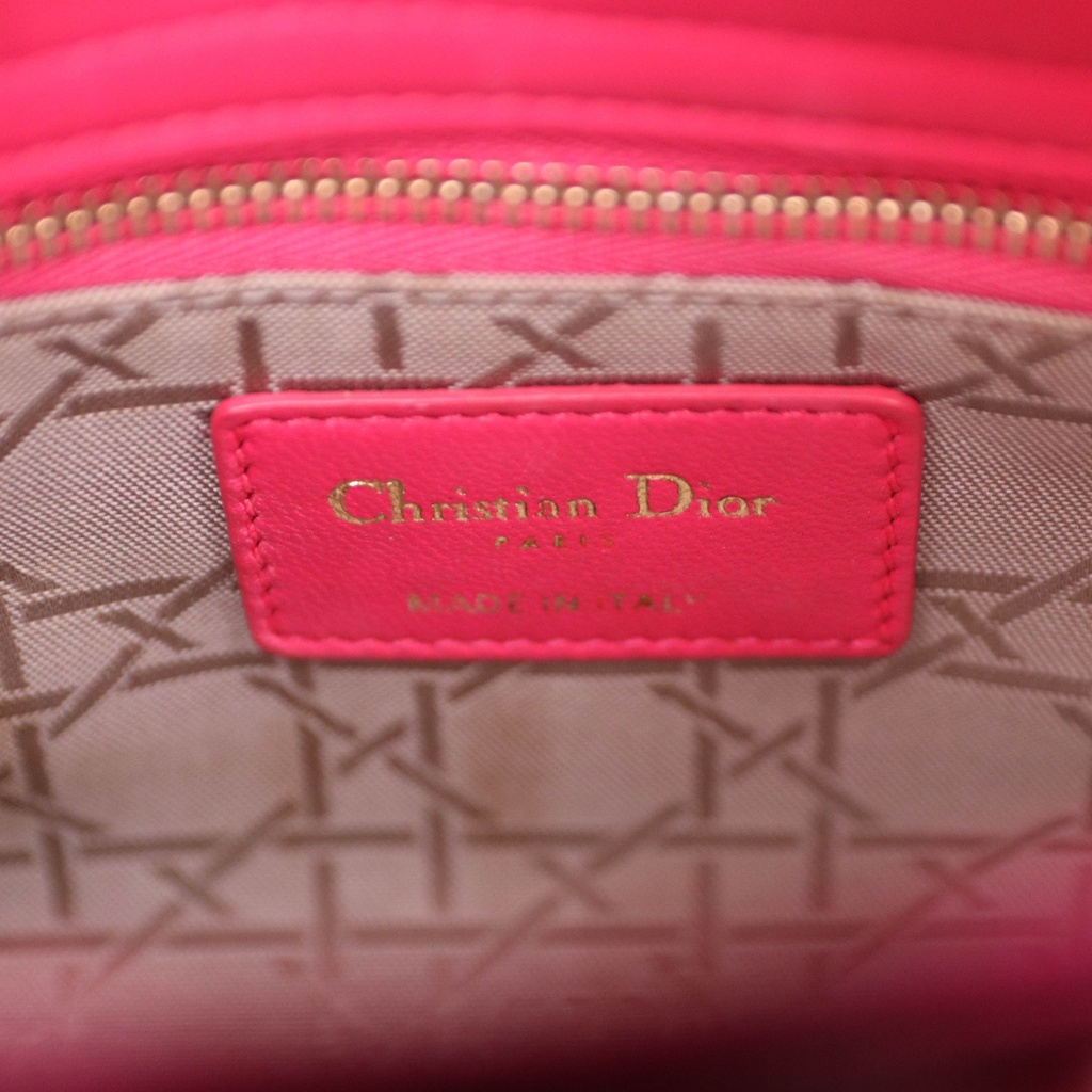 Christian Dior Lambskin Cannage Mini Lady Dior Fuchsia
