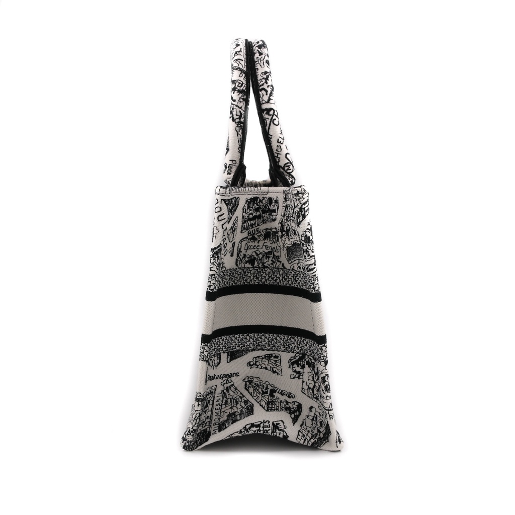 Christian Dior Embroidered Plan De Paris Small Book Tote White