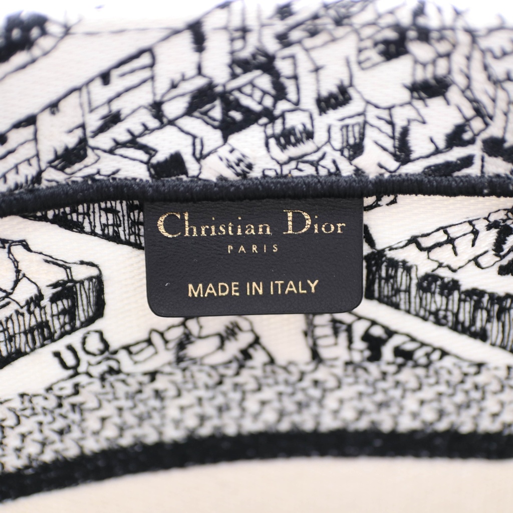 Christian Dior Embroidered Plan De Paris Small Book Tote White