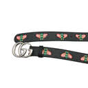 Gucci Bee Leather Slim Black Belt with Double G Buckle  414516 80 32