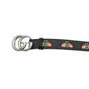Gucci Bee Leather Slim Black Belt with Double G Buckle  414516 80 32