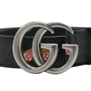 Gucci Bee Leather Slim Black Belt with Double G Buckle  414516 80 32