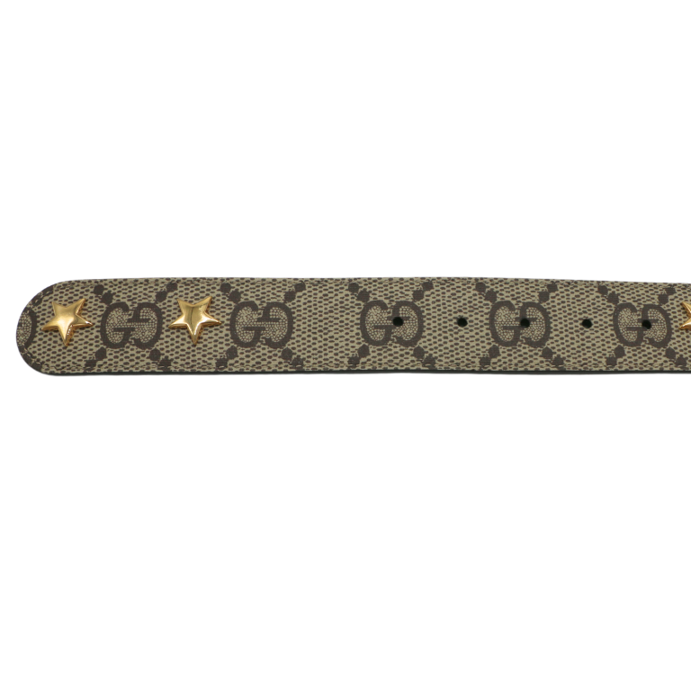 Gucci Star Wide Belt With Square G In Beige And Ebony Supreme Brown Size 80 32 710086
