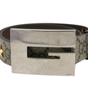 Gucci Star Wide Belt With Square G In Beige And Ebony Supreme Brown Size 80 32 710086