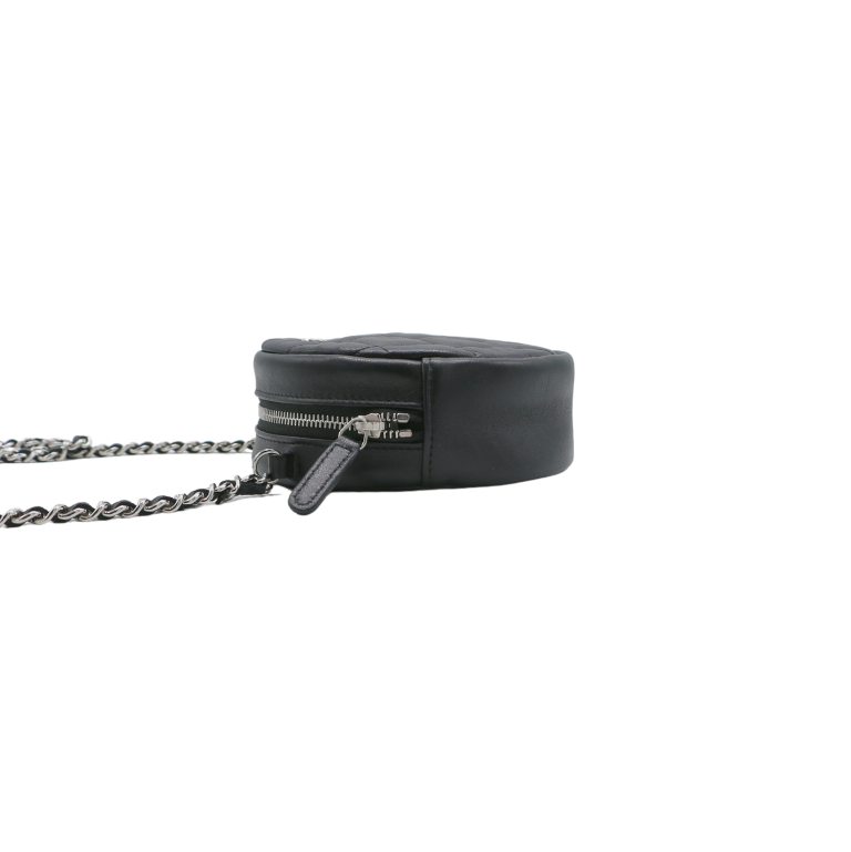 Chanel Lambskin Round Mini Clutch With Chain Black