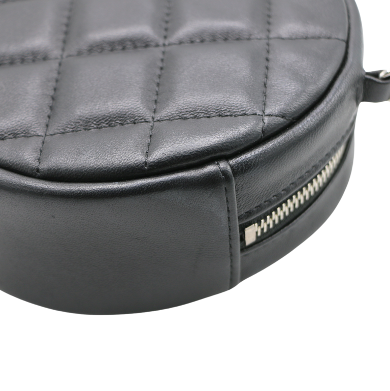 Chanel Lambskin Round Mini Clutch With Chain Black