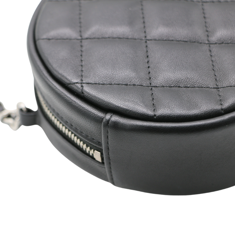 Chanel Lambskin Round Mini Clutch With Chain Black