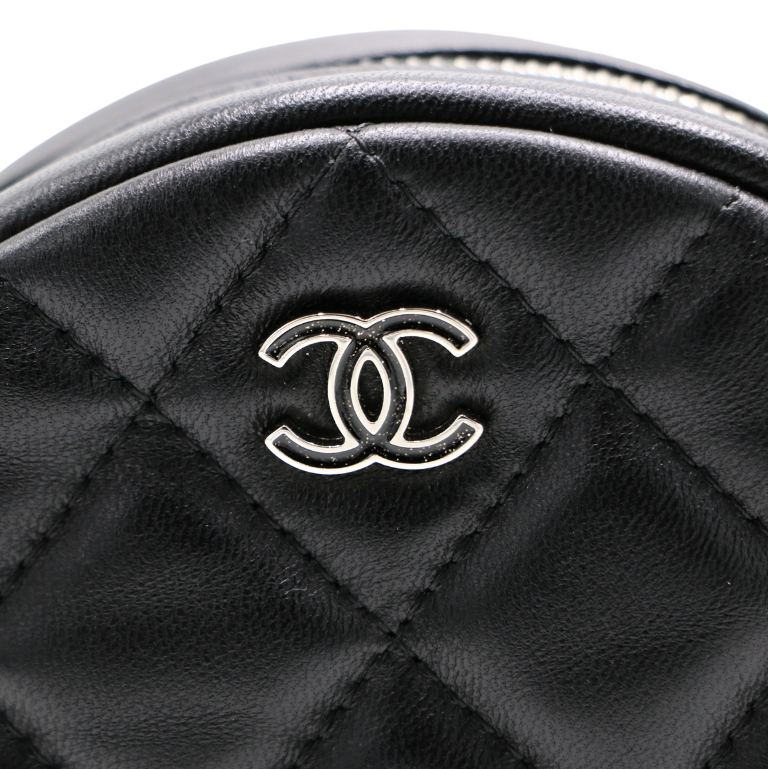 Chanel Lambskin Round Mini Clutch With Chain Black