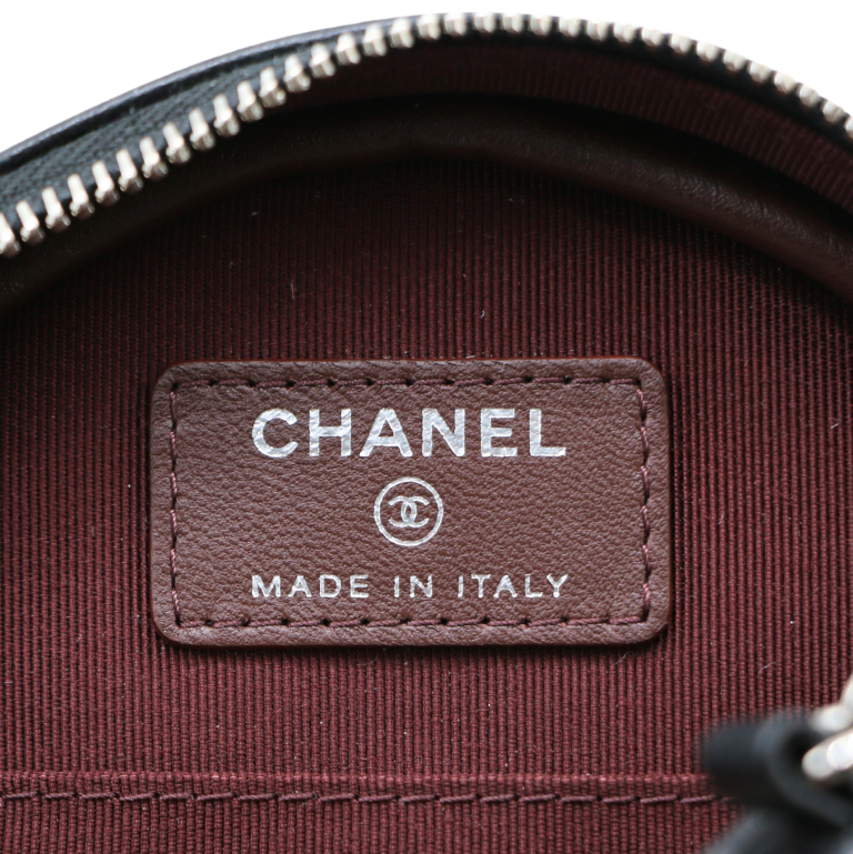 Chanel Lambskin Round Mini Clutch With Chain Black