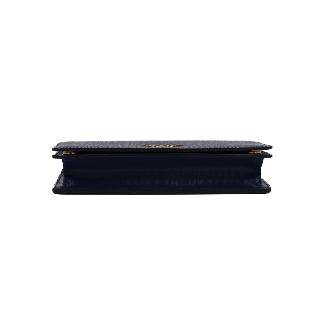 Prada Vitello Move Leather Chain Wallet Blue 1DH044