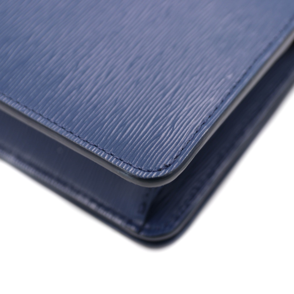 Prada Vitello Move Leather Chain Wallet Blue 1DH044
