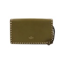 Valentino Rockstud Green Leather Clutch