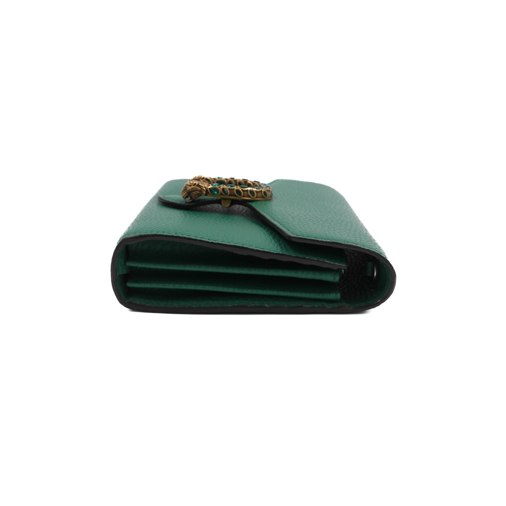 Gucci Calfskin Mini Dionysus Chain Wallet Green