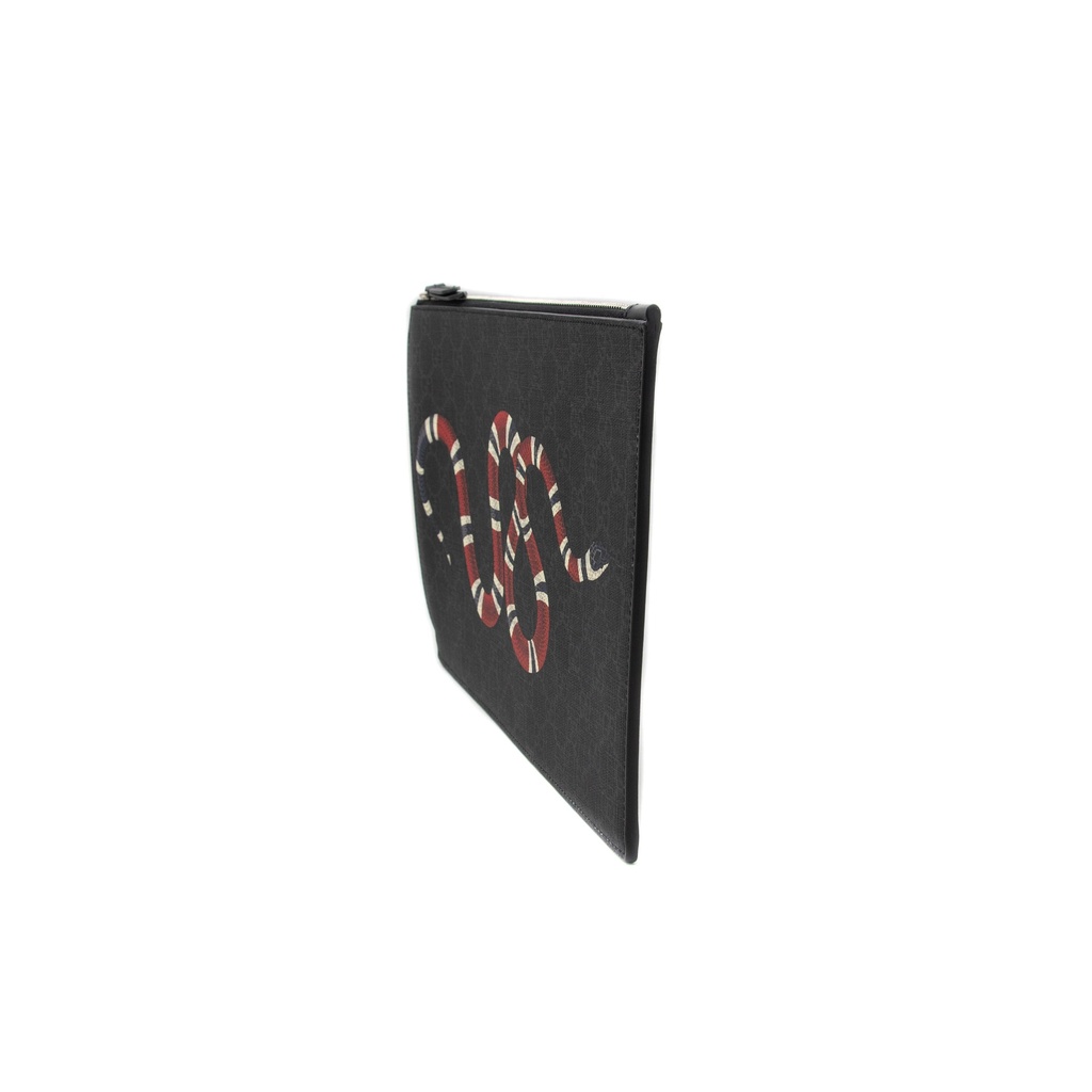 Gucci GG Supreme Monogram Kingsnake Zip Wristlet Pouch