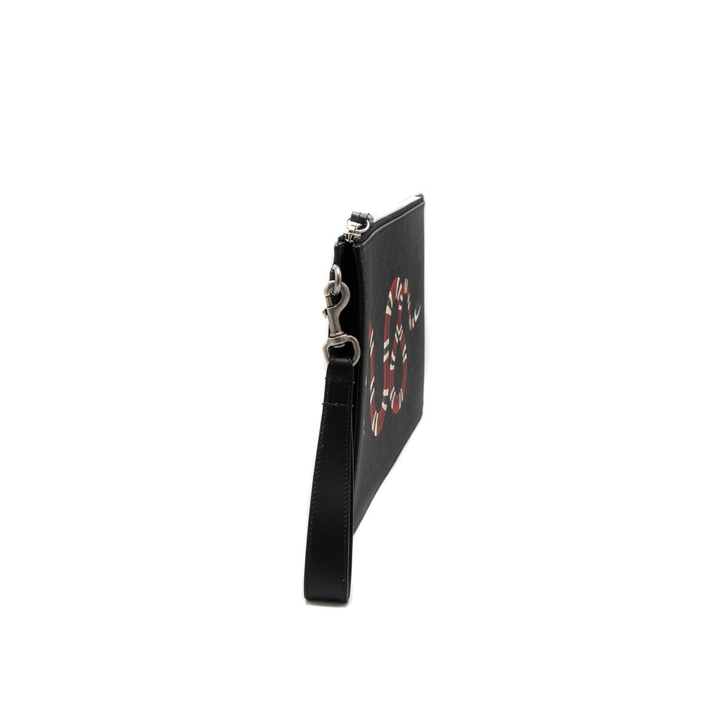 Gucci GG Supreme Monogram Kingsnake Zip Wristlet Pouch