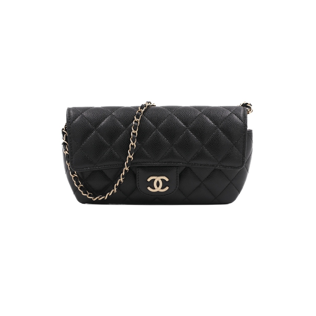 Chanel Caviar Quilted Glasses Case With Chain Black