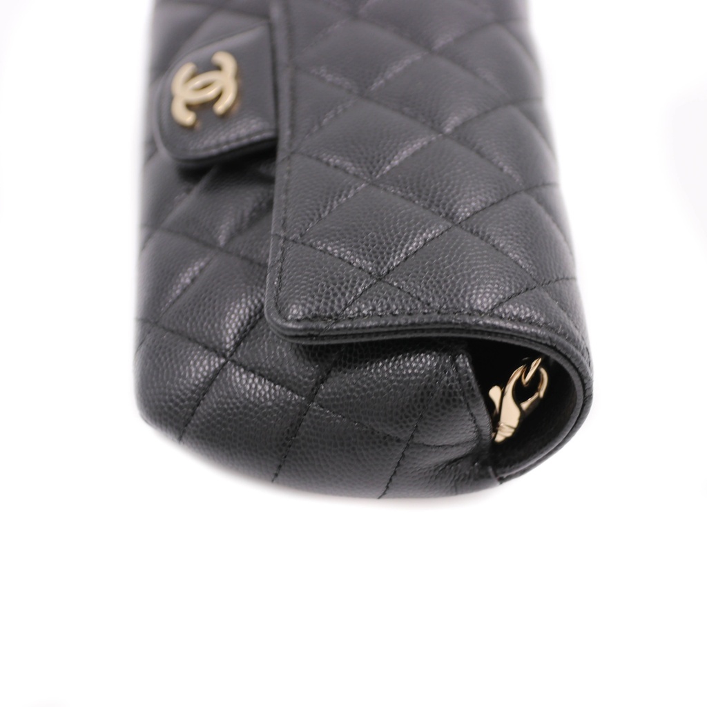 Chanel Caviar Quilted Glasses Case With Chain Black