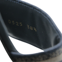 Christian Dior Dway Heeled Slide Dark Blue Embroidered Cotton Size 38 1/2