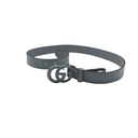 Gucci Leather Slim Black Belt with Double G Buckle Grey 414516 85 34
