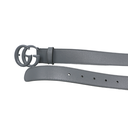 Gucci Leather Slim Black Belt with Double G Buckle Grey 414516 85 34