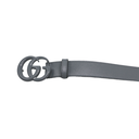 Gucci Leather Slim Black Belt with Double G Buckle Grey 414516 85 34