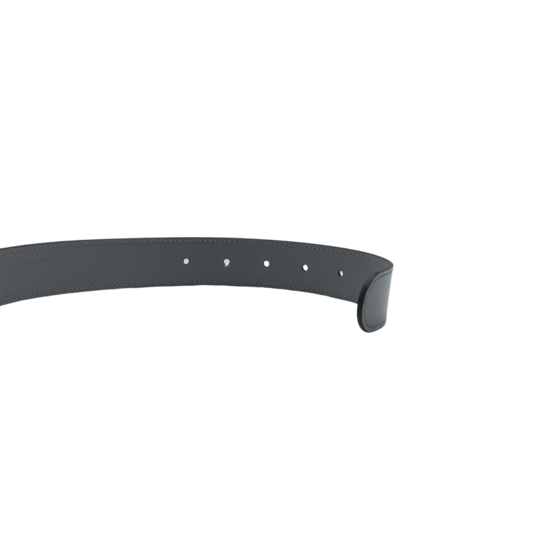Gucci Leather Slim Black Belt with Double G Buckle Grey 414516 85 34