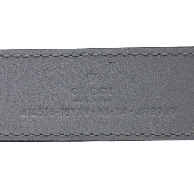 Gucci Leather Slim Black Belt with Double G Buckle Grey 414516 85 34