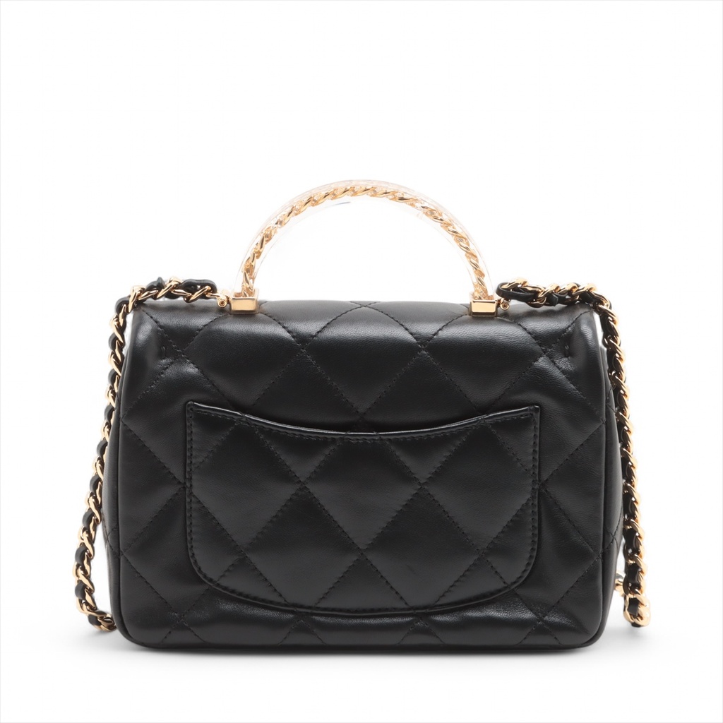Chanel 24S Top Handle Mini Flap Bag Lambskin Black