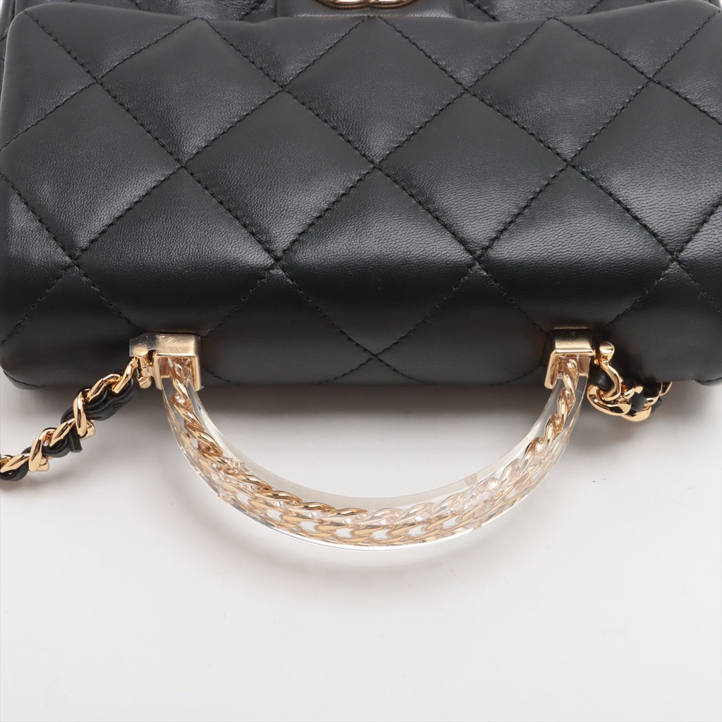 Chanel 24S Top Handle Mini Flap Bag Lambskin Black