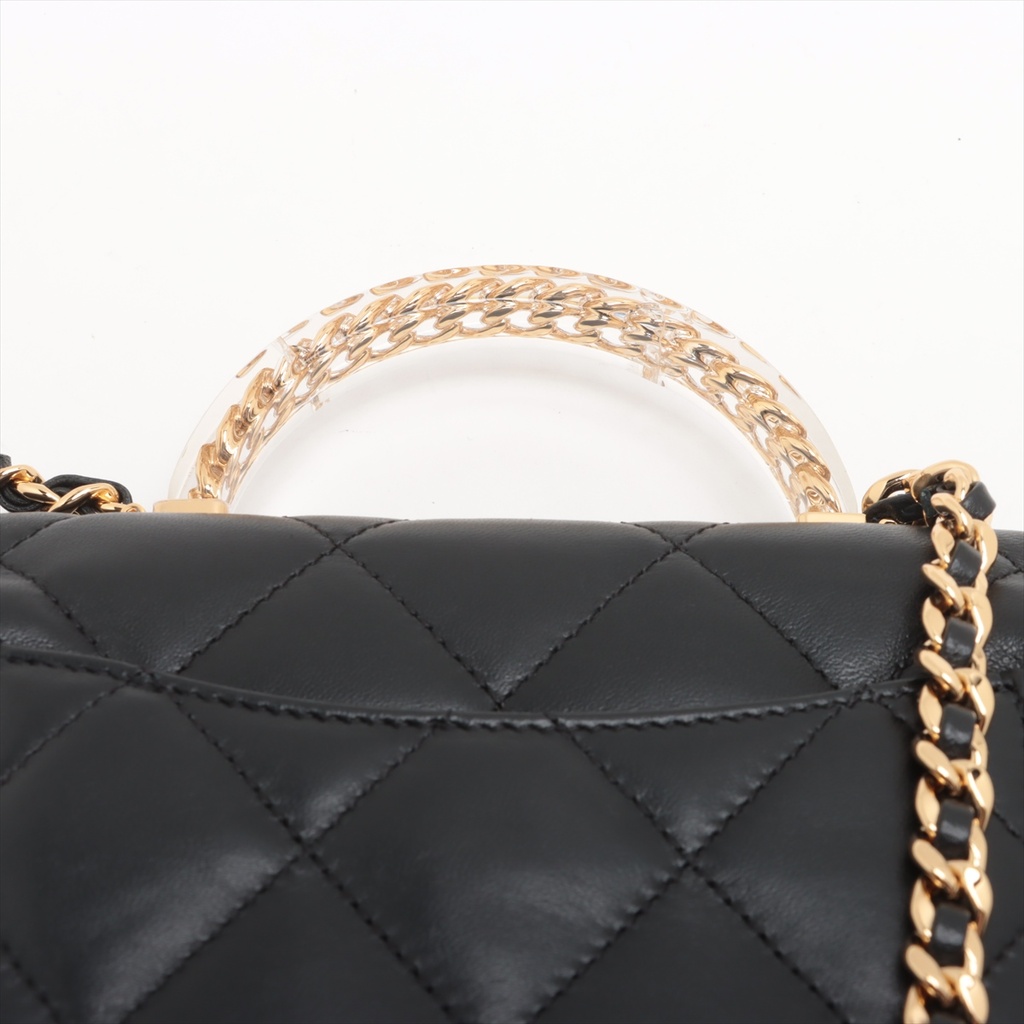 Chanel 24S Top Handle Mini Flap Bag Lambskin Black