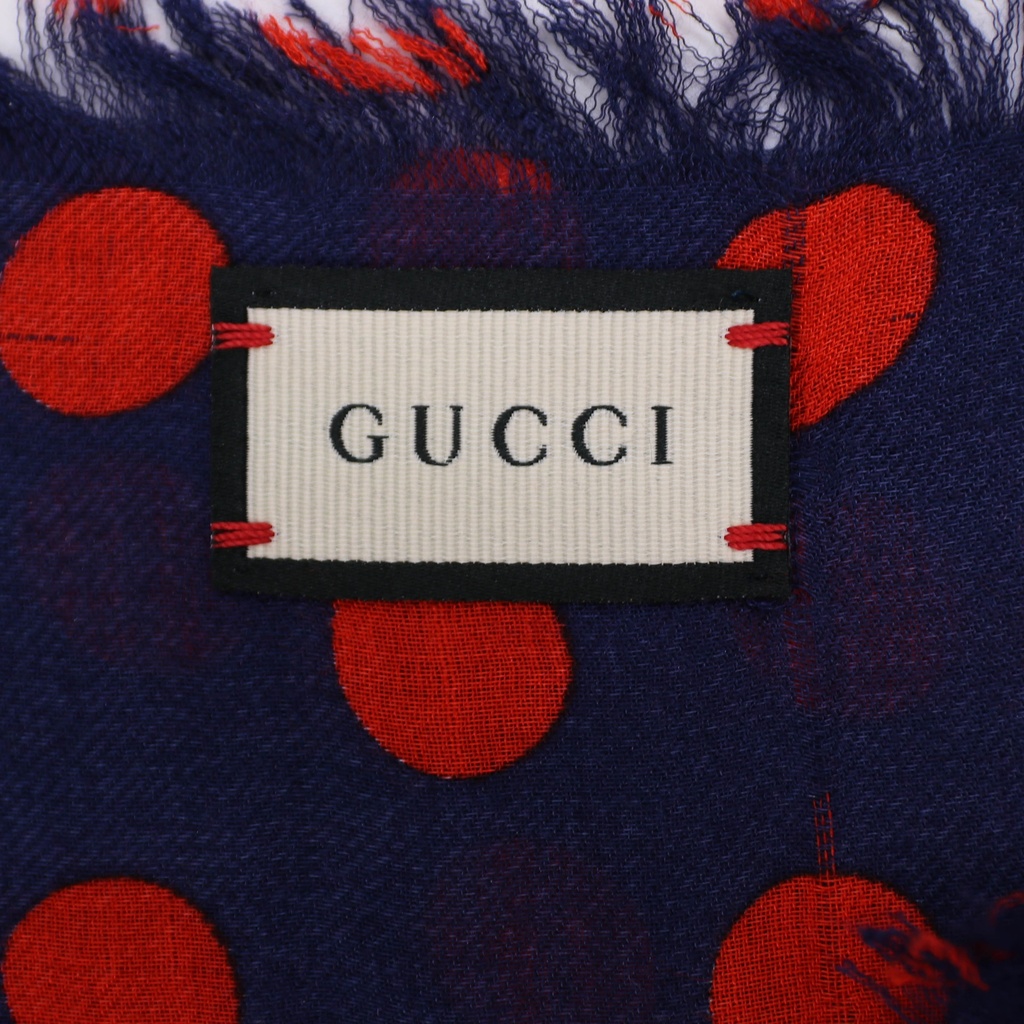 Gucci Blue Polka Dot Print Modal Silk Scarf In Size 140x140