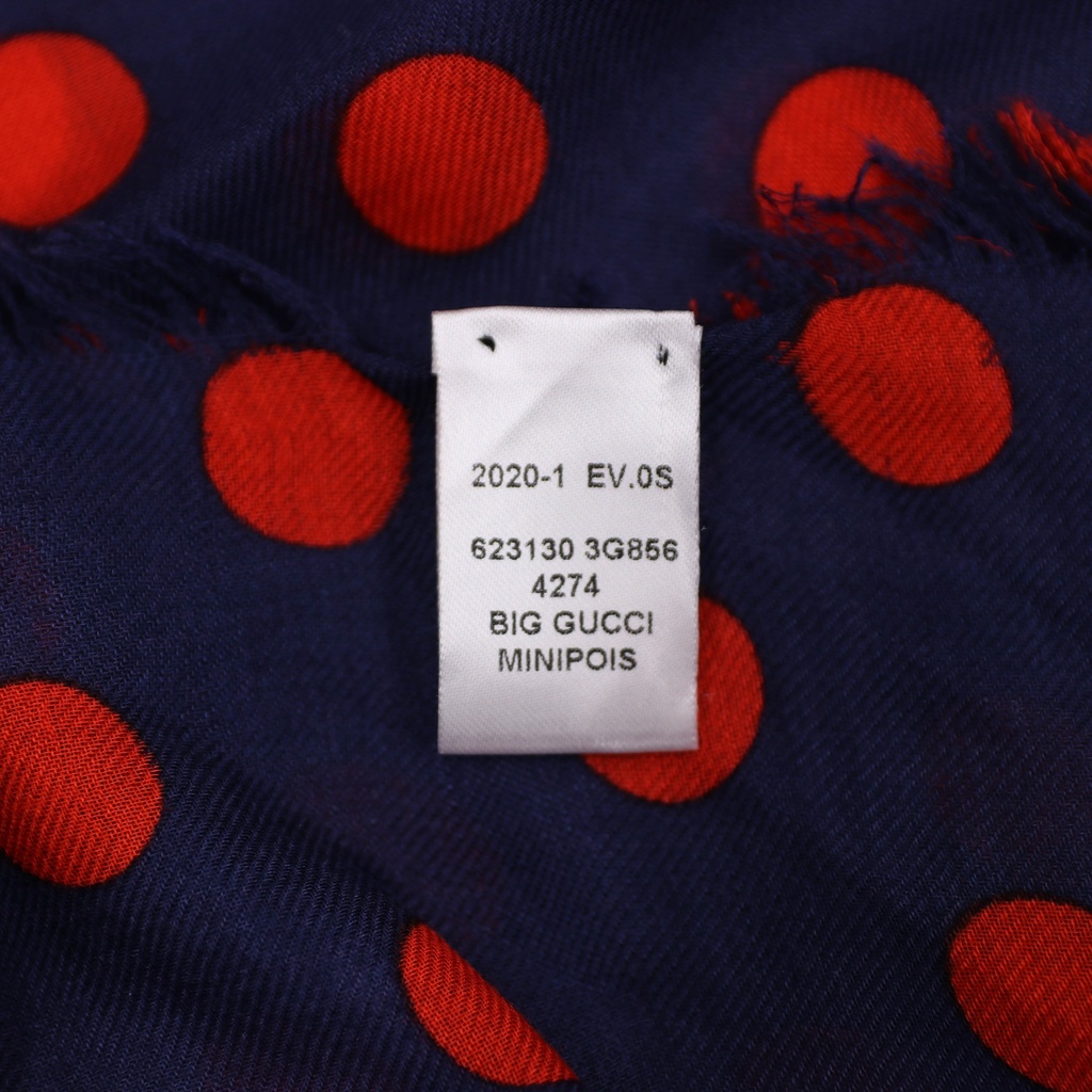Gucci Blue Polka Dot Print Modal Silk Scarf In Size 140x140