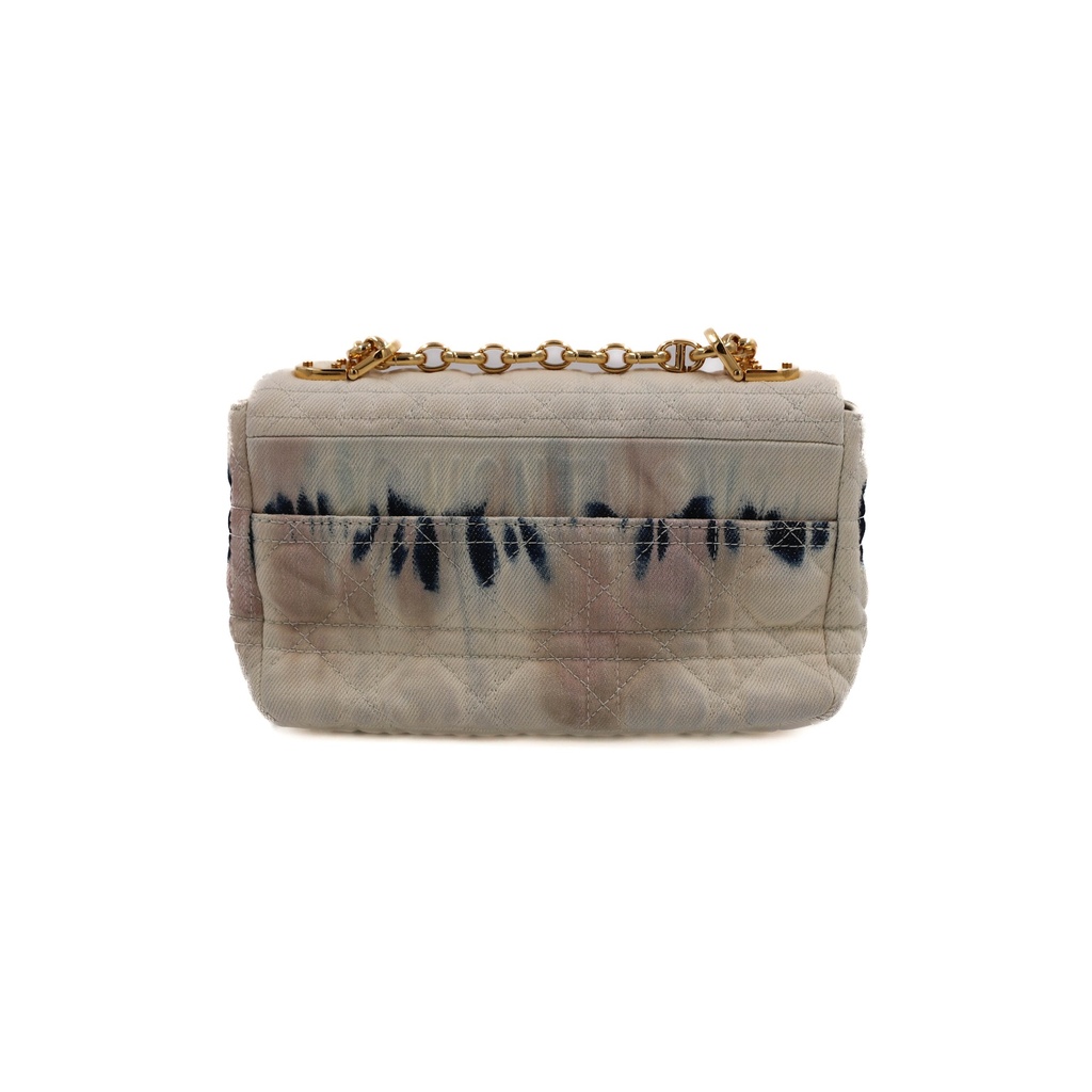 Christian Dior Caro Denim Chain Shoulder Bag White