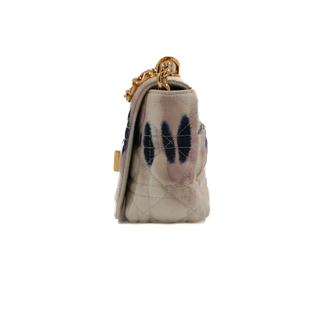 Christian Dior Caro Denim Chain Shoulder Bag White
