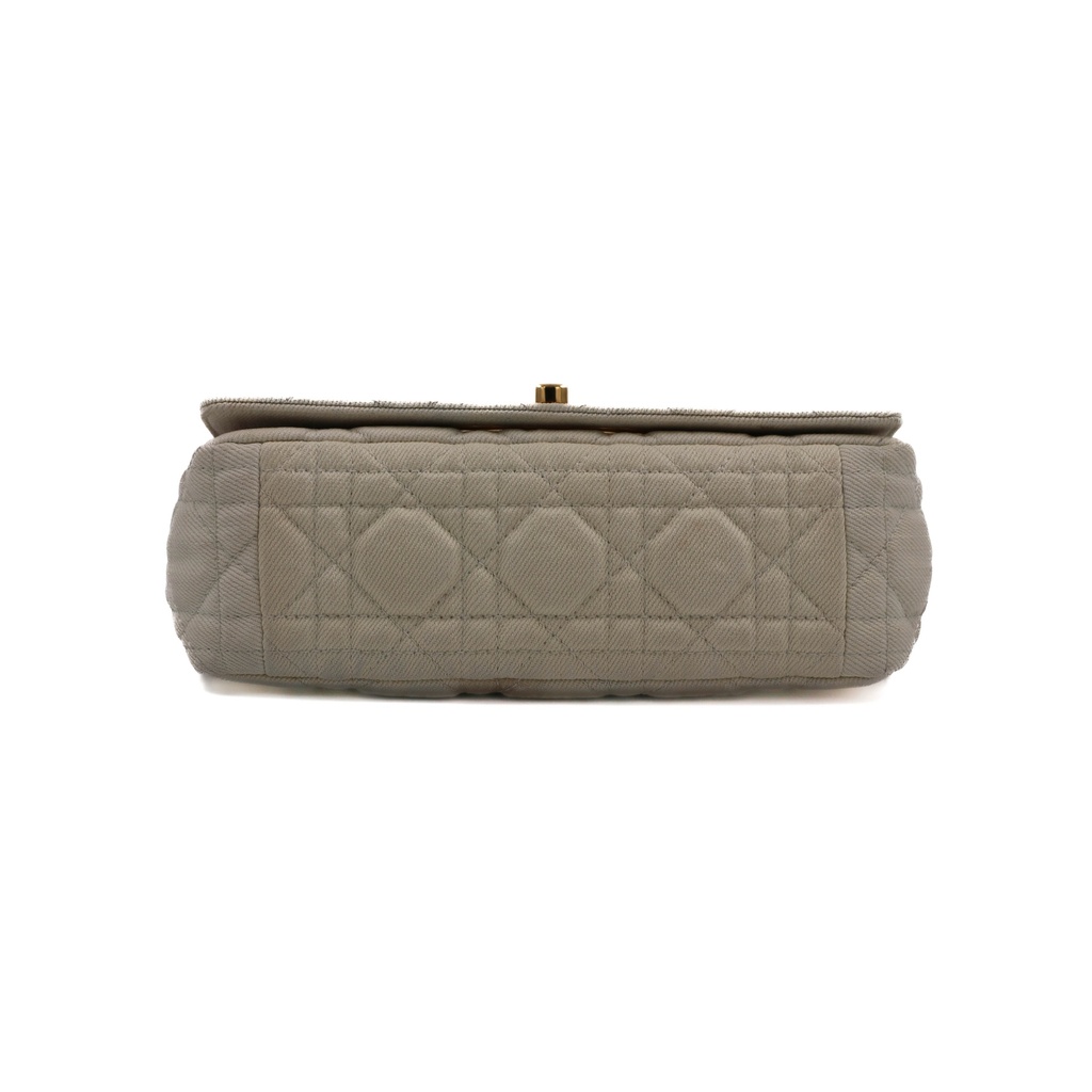 Christian Dior Caro Denim Chain Shoulder Bag White