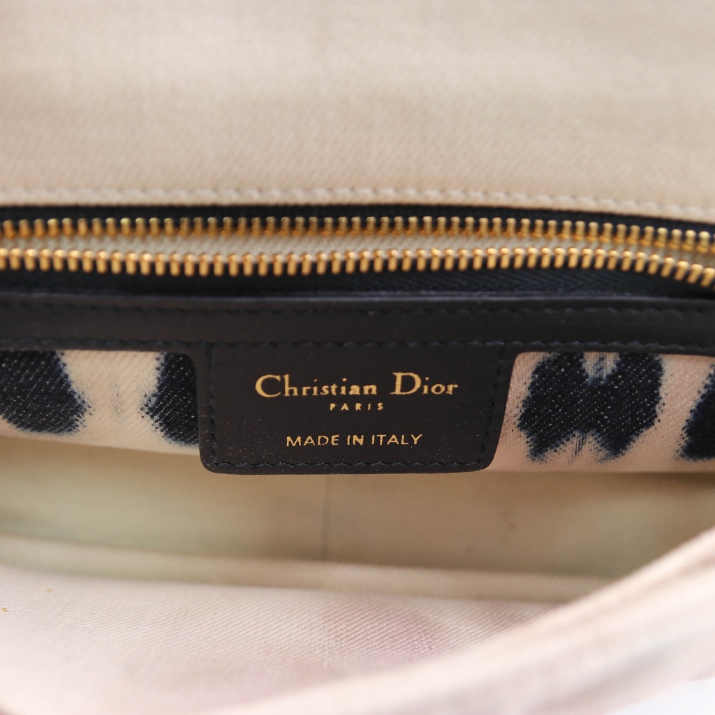 Christian Dior Caro Denim Chain Shoulder Bag White