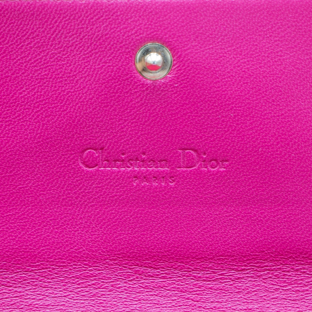 Christian Dior Cannage Leather Lady Dior Wallet On Chain Pink